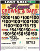 Royal Crowns and Bars 3W $1 12@$100 (1@$200) $2B 19% 2959 LS