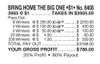 Bring Home the Big One Chip $1 9@$250 $1B 20% 3955