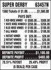 Super Derby P&P 5W $1 1@$500 $1B 29% 1560