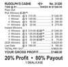 Rudolph's Cashe Big Pic 3W $1 8@$310 $1B 20% 7280 LS