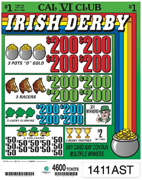 Irish Derby 5W $1 12@$200 $2B 22% 4600
