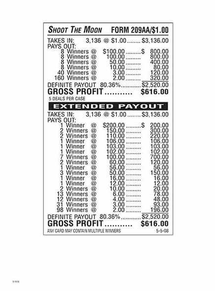 Shoot the Moon 3W $1 16@$100 (1@$200) $2B 20% 3136