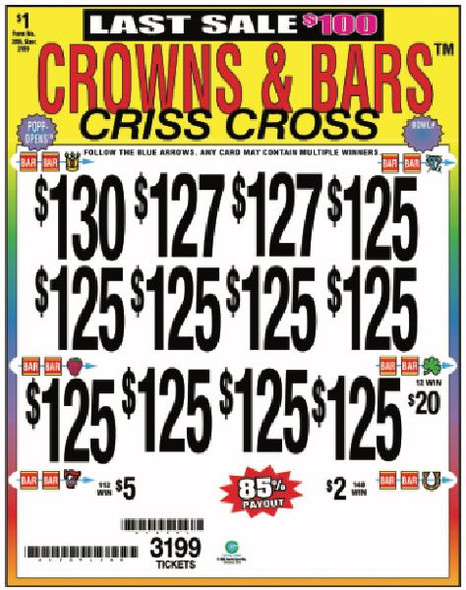 Crowns & Bars 3W $1 12@$125 (1@$130) $2B 15% 3199 LS