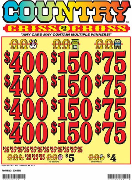 Country Criss Cross 3W $2 4@$400 (1@$500) $4B 17% 2400
