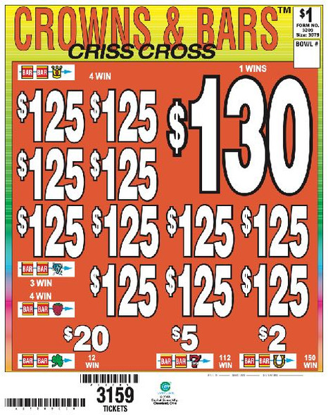 Crowns & Bars 3W $1 12@$100 (1@$130) $2B 15% 3079