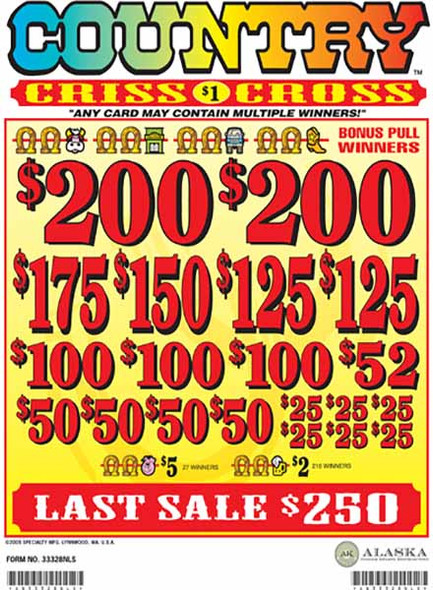 Country Criss Cross PK 3W $1 11@$100 (2@$200) $2B 19% 3080 LS
