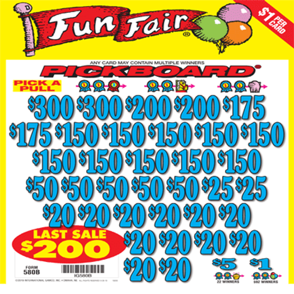 Fun Fair PK 3W $1 18@$150 (2@$300) $1B 19% 5292 LS
