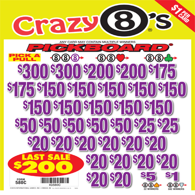 Crazy 8's PK 3W $1 18@$150 (2@$300) $1B 19% 5292 LS