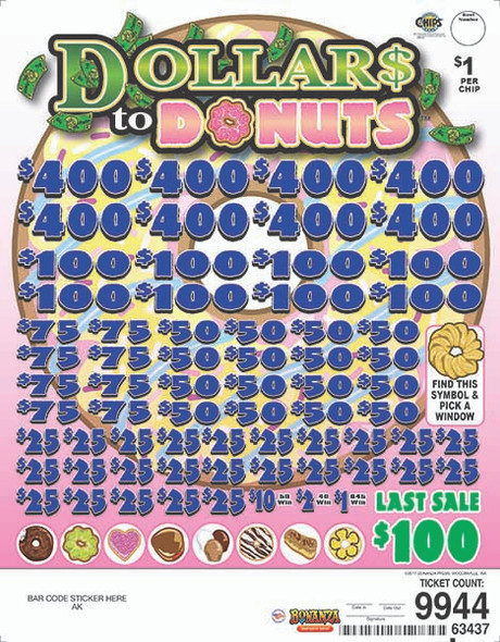 Dollars to Donuts Big Pic Chip $1 8@$400 $1B 24% 9944 LS Dollars to Donuts Big Pic Chip $1 8@$400 $1B 24% 9944 LS