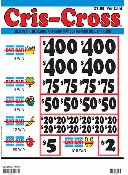 Criss Cross 3W $1 4@$400 $2B 24% 4800