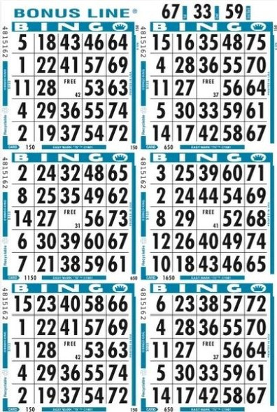 Bingo King 6 ON V 1 UP L 01-9000 BONUS LINE BLUE