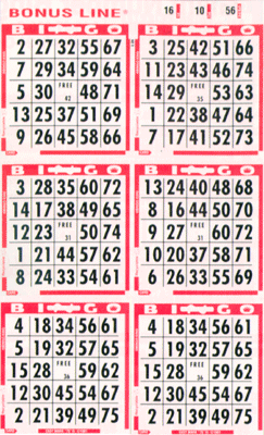 Bingo King 6 ON V 1 UP L 01-9000 BONUS LINE RED