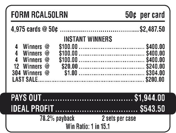 Cal 50 (Vega Club) 5W $0.50 12@$100 $1B 22% 4975 LS