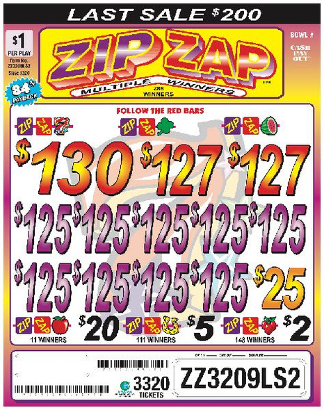 Zip Zap 3W $1 12@$125 (1@$130) $2B 16% 3320 LS