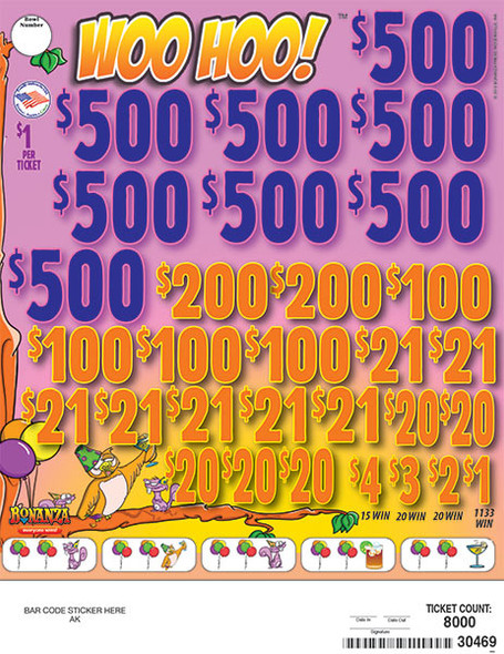 Woo Hoo 3W $1 8@$500 $1B 21% 8000