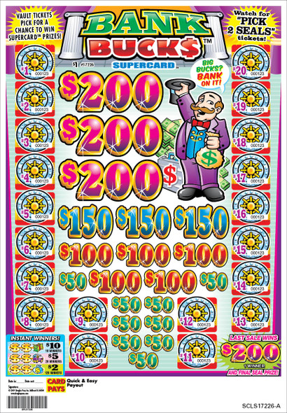 Bank Bucks PK 3W $1 4@$200 $2B 21% 3360 LS