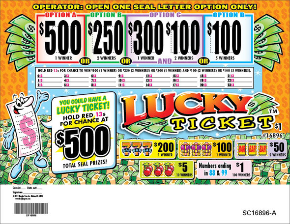 Lucky Ticket Seal 5W $1 1@$500 $1B 27% 1440