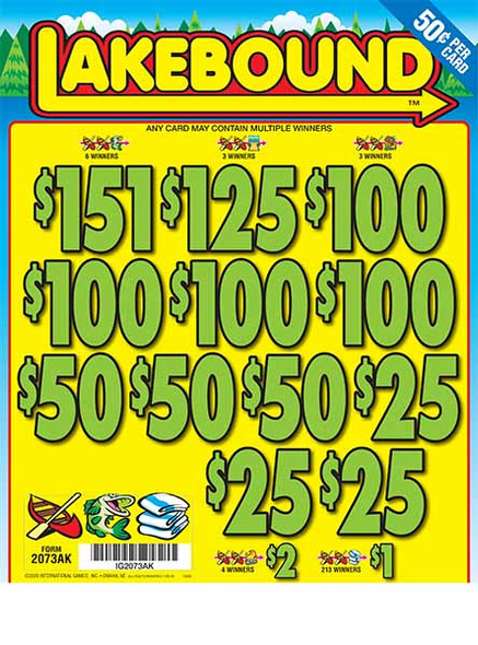 Lakebound 3W $0.50 6@$100 (1@$150) $1B 28% 3136 Lakebound 3W $0.50 6@$100 (1@$150) $1B 28% 3136