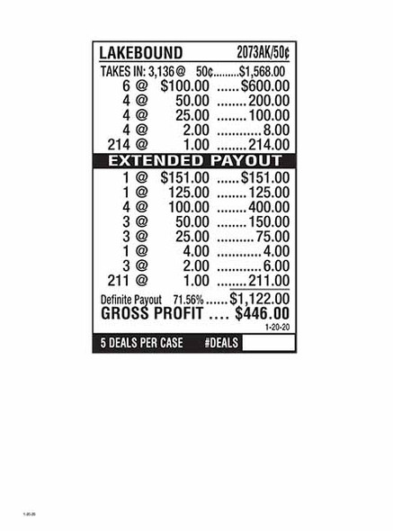 Lakebound 3W $0.50 6@$100 (1@$150) $1B 28% 3136 Lakebound 3W $0.50 6@$100 (1@$150) $1B 28% 3136