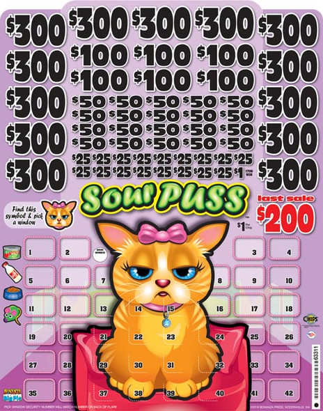 Sour Puss Big Pic Chip $1 13@$300 $1B 21% 9944 LS