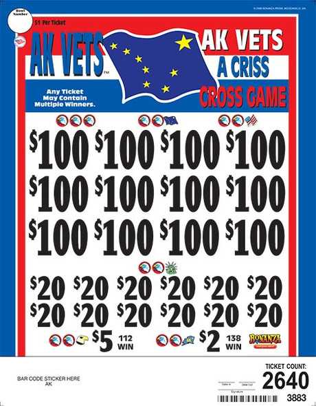 AK Vets Criss Cross 3W $1 12@$100 $2B 14% 2640
