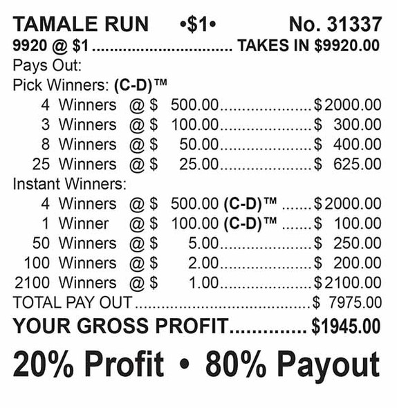 Tamale Run Big Pic 3W $1 8@$500 $1B 20% 9920