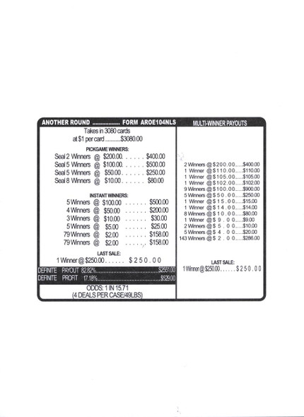 Another Round PK 3W $1 16@$100 (2@$200) $2B 17% 3080 LS