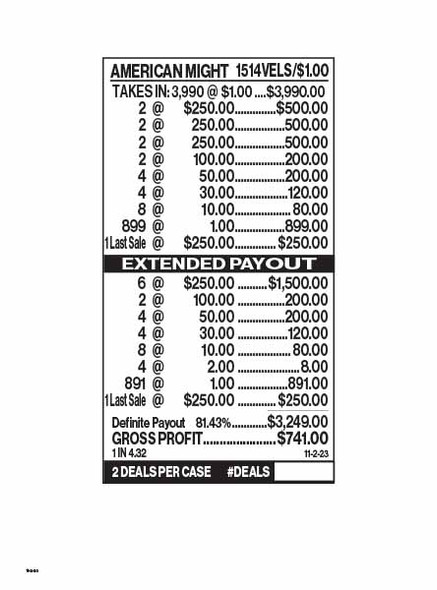 American Might 5W $1 6@$250 $1B 18% 3990 LS