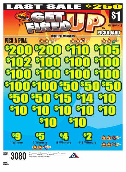 Get Fired Up PK 3W $1 16@$100 (2@$200) $2B 17% 3080 LS
