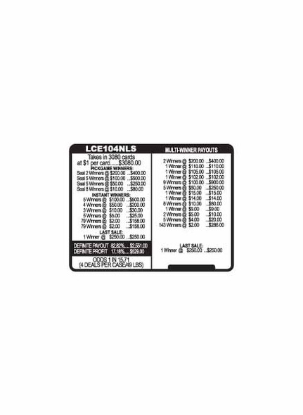 Lucky Coins PK 3W $1 16@$100 (2@$200) $2B 17% 3080 LS