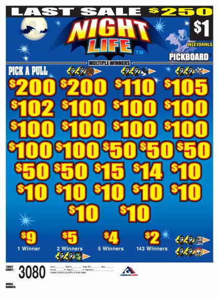 Night Life PK 3W $1 16@$100 (2@$200) $2B 17% 3080 LS