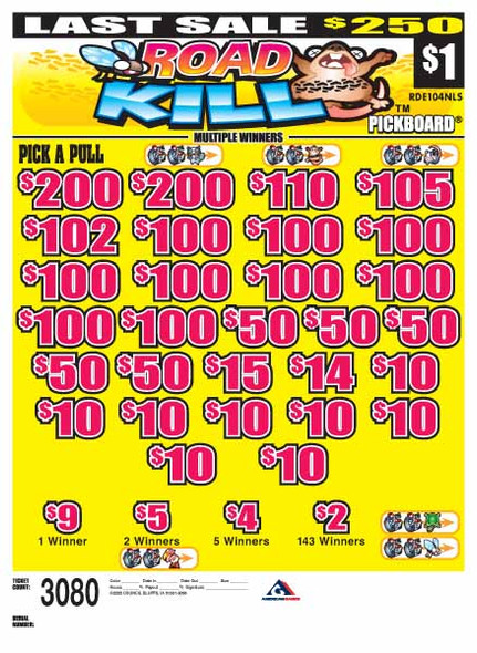 Road Kill PK 3W $1 16@$100 (2@$200) $2B 17% 3080 LS