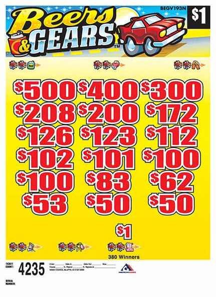 Beers and Gears 3W $1 12@100 (5,4,3,2,1) $1B 24% 4235