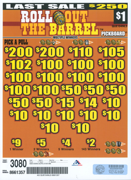Roll Out the Barrel PK 3W $1 16@$100 (2@$200) $2B 17% 3080 LS