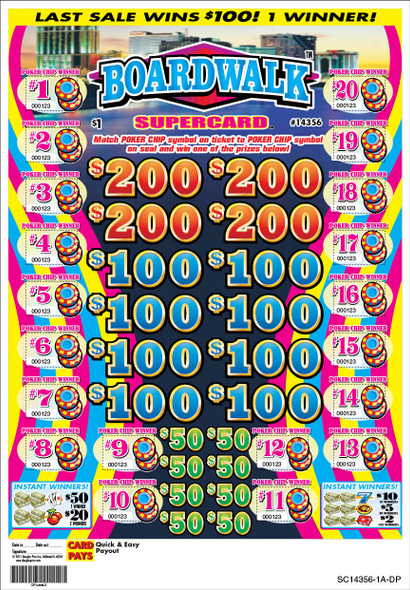 Boardwalk PK 3W $1 4@$200 $2B 21% 3360 LS