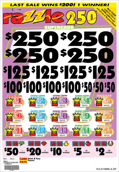 Razzle 250 PK 3W $1 4@$250 $2B 17% 3360 LS