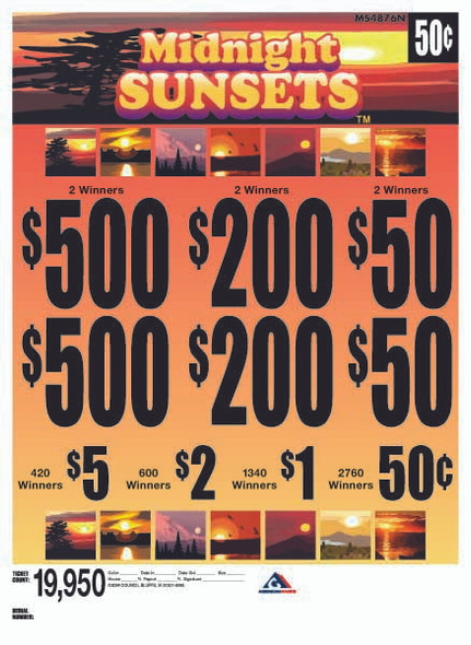 Midnight Sunsets 3/5W $0.50 2@$500 $0.50B 25% 19950