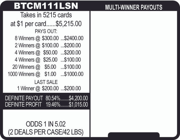 Bring On the Cash 3W $1 8@$300 $1B 19% 5215 LS
