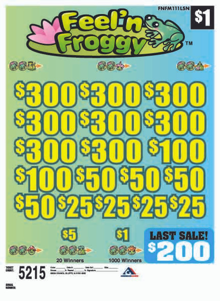 Feel'n Froggy 3W $1 8@$300 $1B 19% 5215 LS