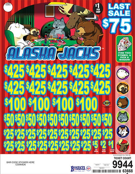 Alaska Jacks Big Pic Chip $1 10@$425 $1B 23% 9944 LS