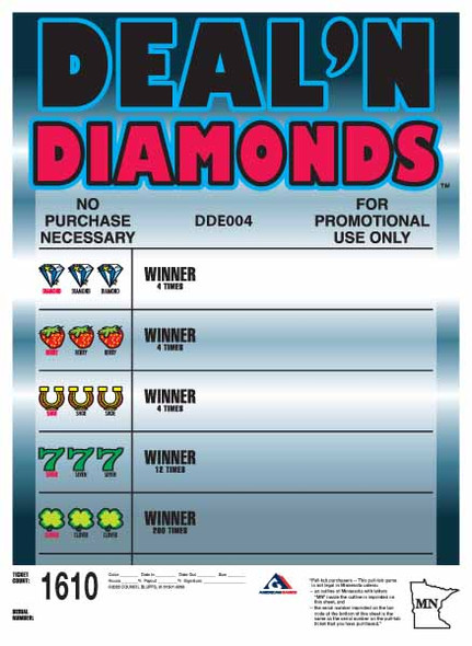 Deal'n Diamonds 3W Raffle Promo Ticket 1610