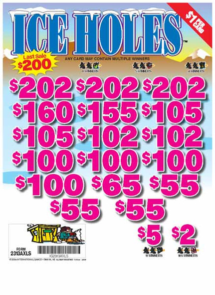 Ice Holes 3W $1 16@$100 (3@$202) $2B 19% 3185 LS