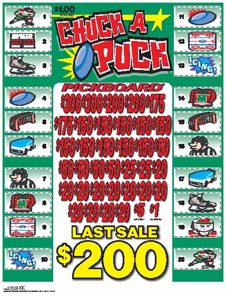 Chuck a Puck PK 3W $1 18@$150 (2@$300) $1B 19% 5292 LS