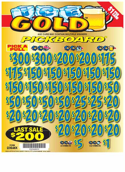 Ice Gold PK 3W $1 18@$150 (2@$300) $1B 19% 5292 LS