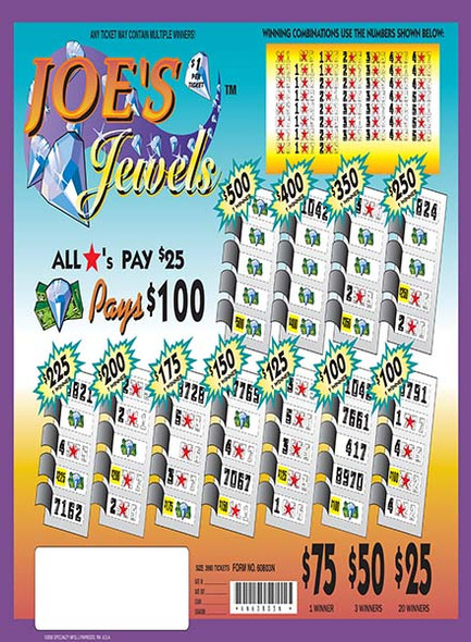 Joe's Jewels Joe 5W $1 1@$500 (5,4,3,2,1) $25B 17% 3990