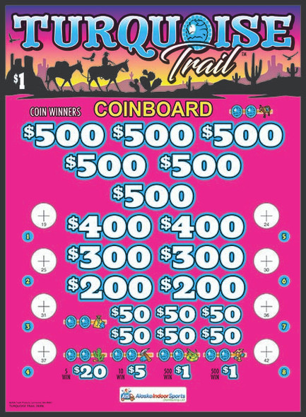 Turquoise Trail Coinboard 3W $1 6@$500 $1B 24% 8280