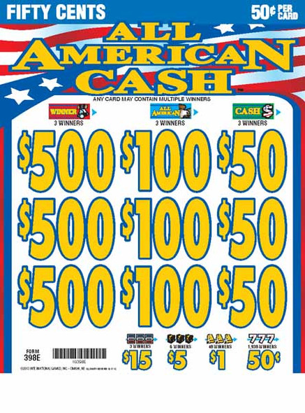 All American Cash 5W $0.50 3@$500 $0.50B 24% 8050