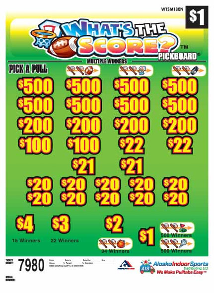 What's the Score PK 3W $1 8@$500 $1B 17% 7980