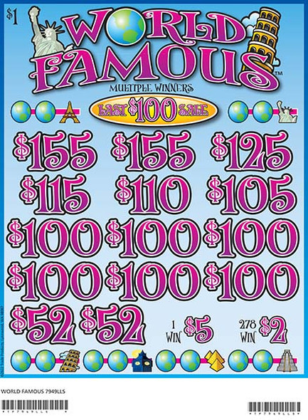 World Famous 3W $1 12@$100 (2@$155) $2B 19% 2640 LS