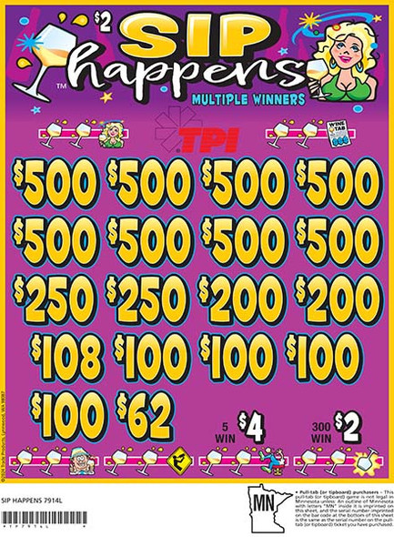 Sip Happens 3W $2 8@$500 $2B 24% 3960
